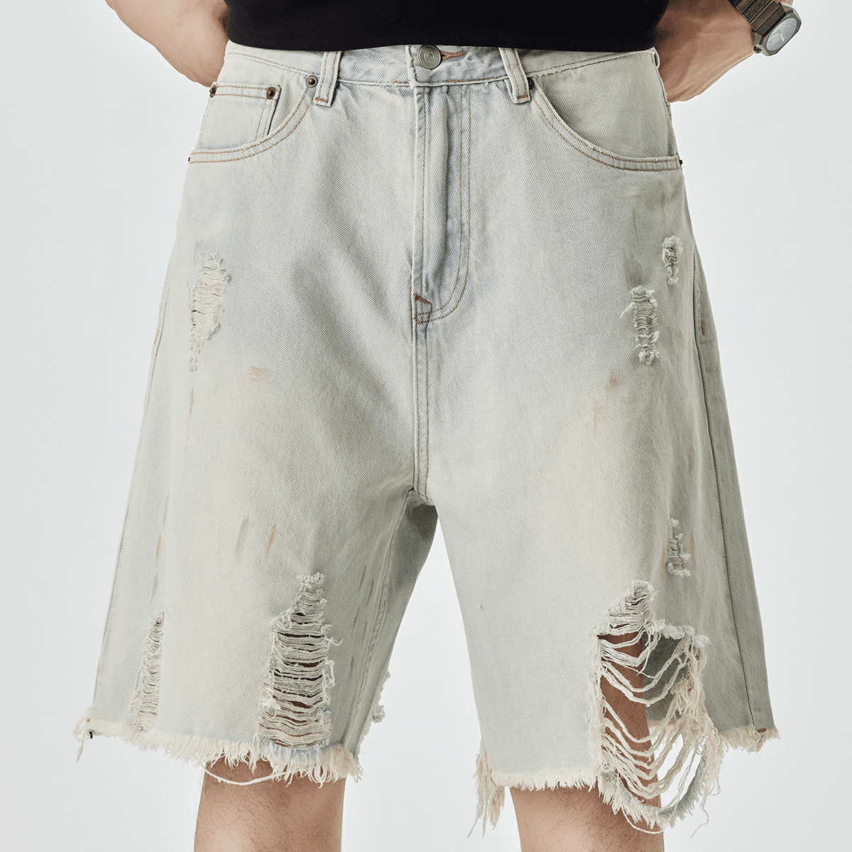 Out of da Blue Distressed Denim Shorts
