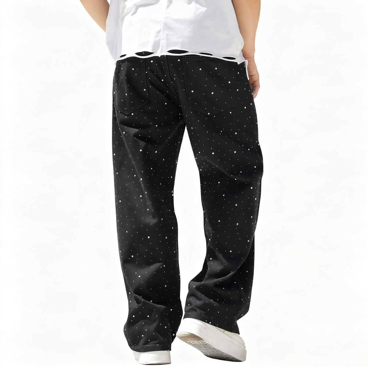 Out of da Blue Rhinestone Star Loose Straight Jeans