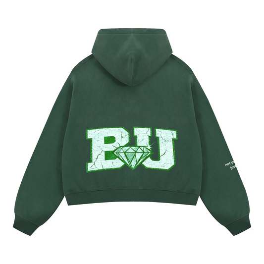 BU Unisex Boxy Cropped Fleece Zip-up Hoodie