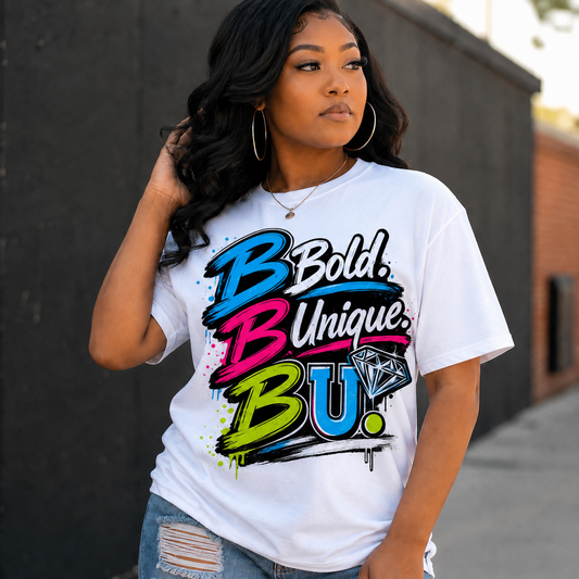 B Bold. B Unique. B U. Graphic Tee
