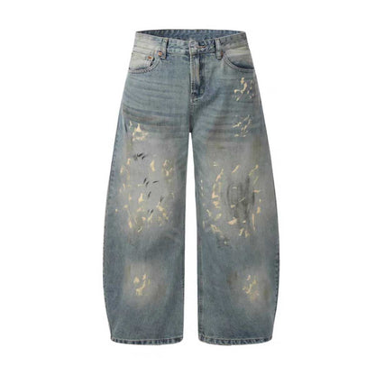 Out of da Blue Hand-Painted Loose Streetwear Jeans